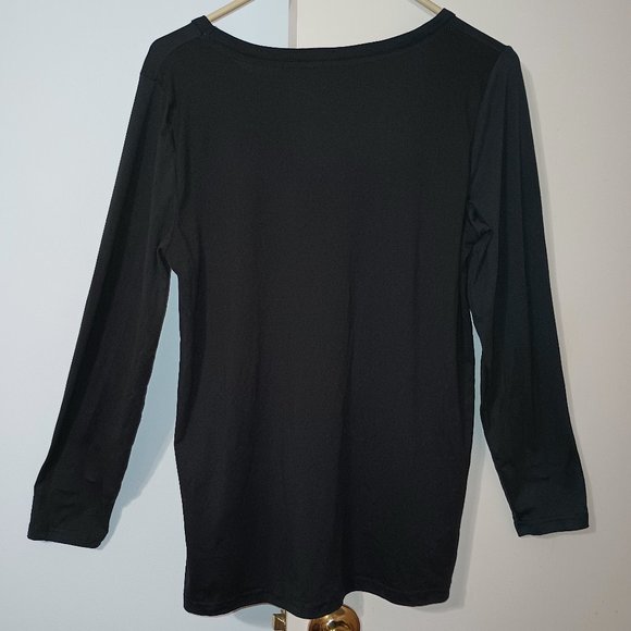 EUC~Rae Dunn "Happy New Year" Jet Black Long Sleeve Holiday Sleep Shirt (Small) - Picture 3 of 4